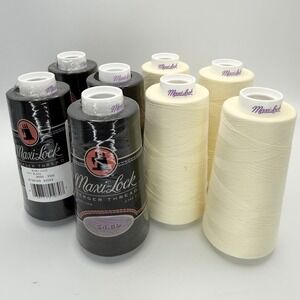 Maxi-Lock Serger Thread 3000 Yds 8 Cones Black and Eggshell Tex 27 Polyester